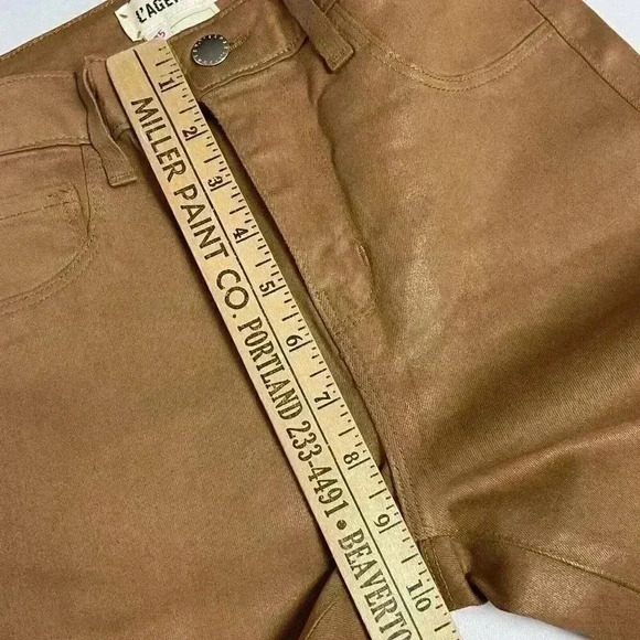 L'Agence Brown Marguerite Skinny High Rise Faux Leather Java Coated Jeans 25 - Picture 7 of 9